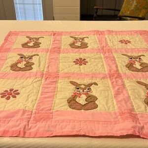 Charming Pink and Cream Bunny Quilt
